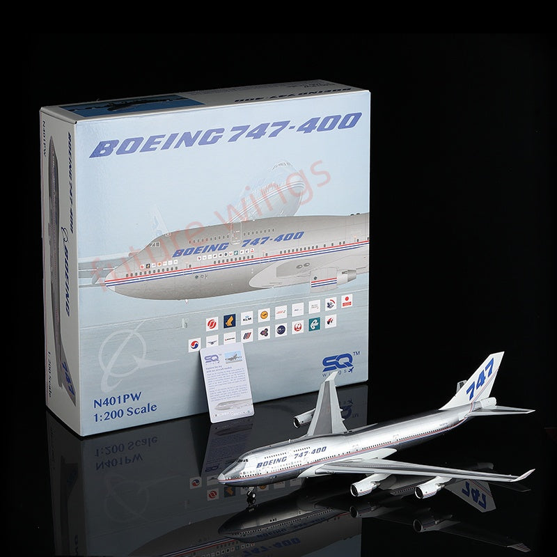 1:200 SQ Wings Boeing House Color B747-400 N401PW Diecast Aircraft
