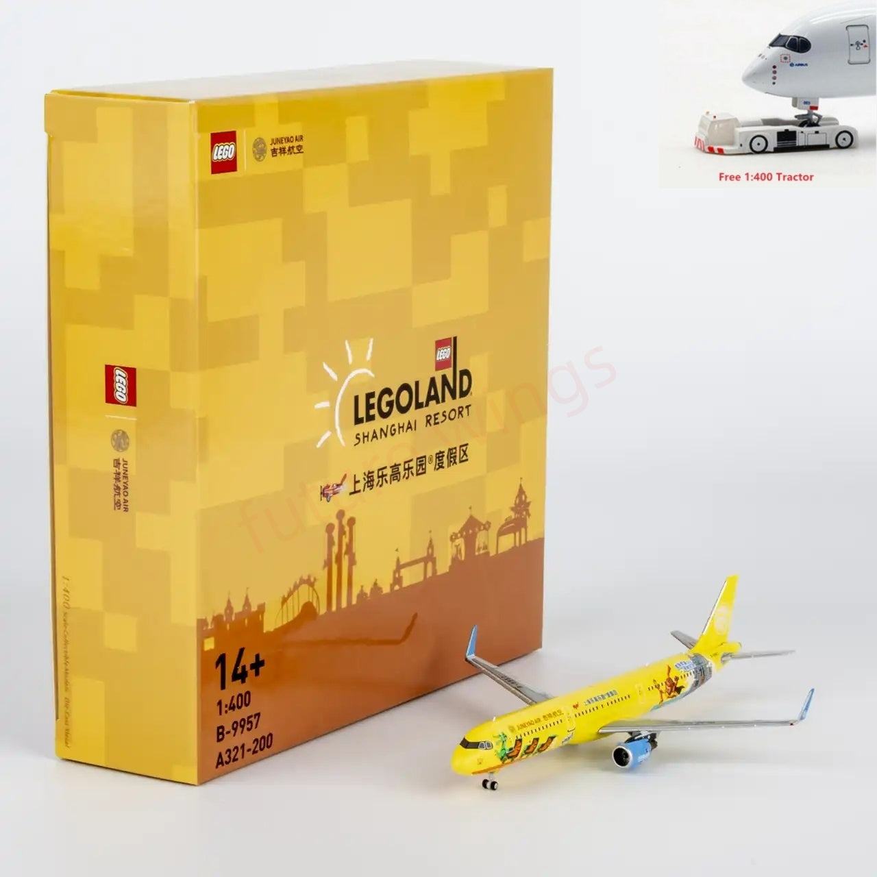 1:400 NG Models NG13132 Juneyao Airlines Airbus A321 B-9957 "LEGO"Aircraft Model+Free Tractor