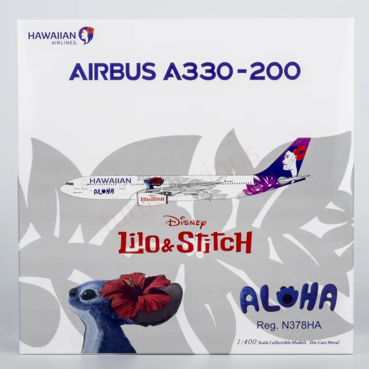 1:400 NG Models NG61105 Hawaiian Airlines Airbus A330-200 N378HA Lilo & Stitch Aircraft Model+Free Tractor