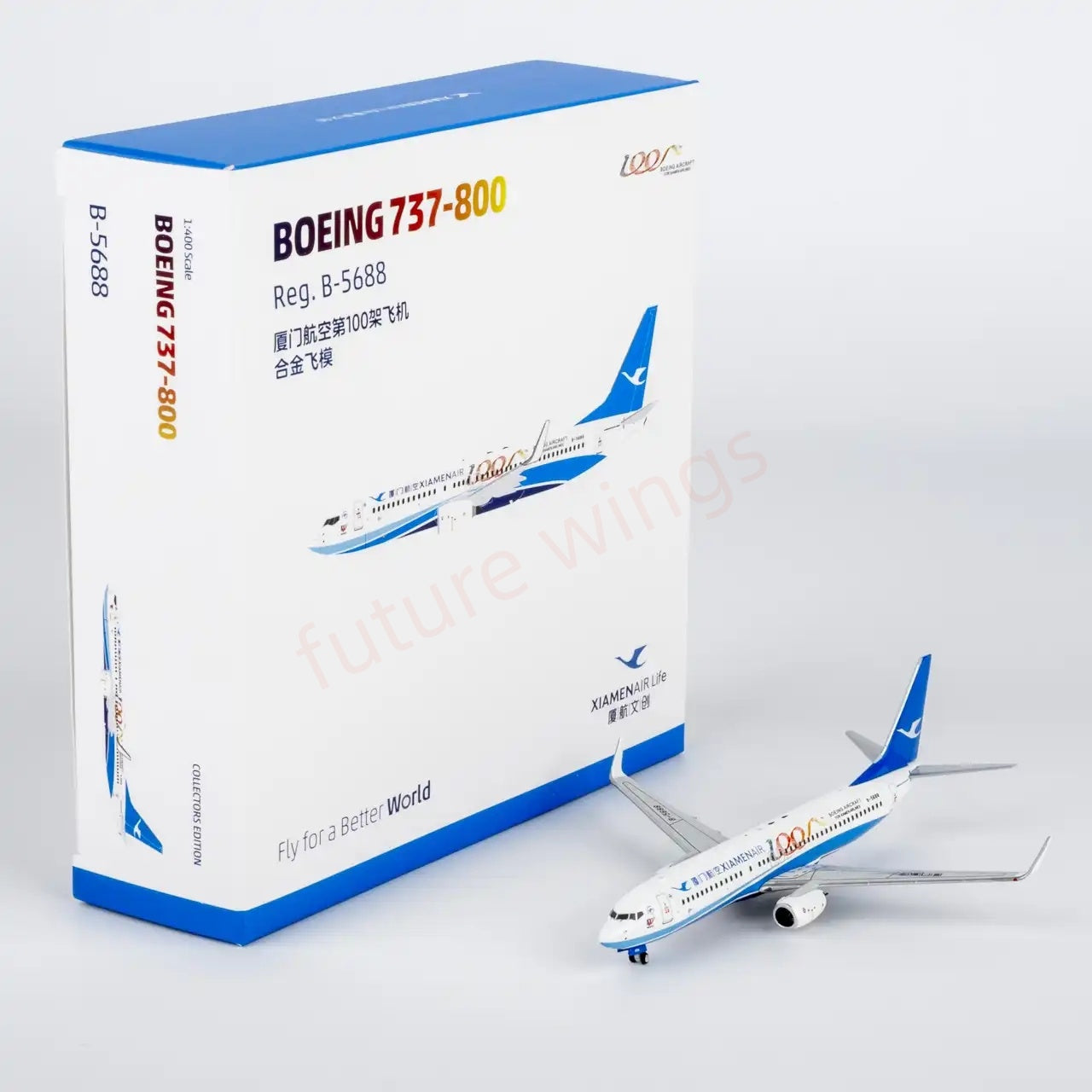 1:400 NG Models NG64147 XiamenAir B737-800 B-5688 “100th” Aircraft Model+Free Tractor