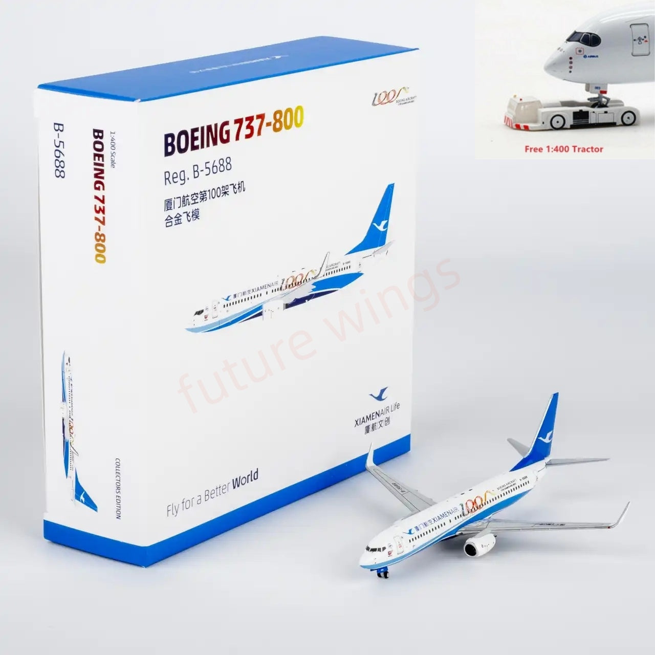1:400 NG Models NG64147 XiamenAir B737-800 B-5688 “100th” Aircraft Model+Free Tractor