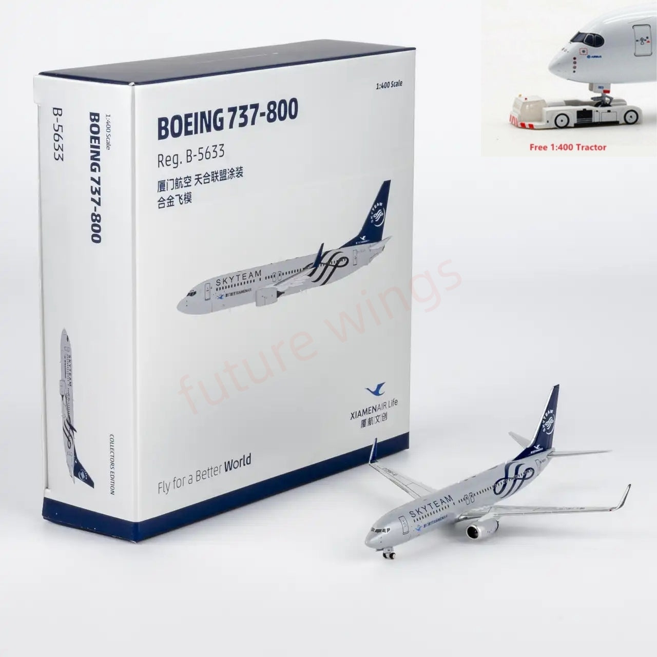 1:400 NG Models NG64150 XiamenAir B737-800 B-5633 "SKYTEAM" Aircraft Model+Free Tractor