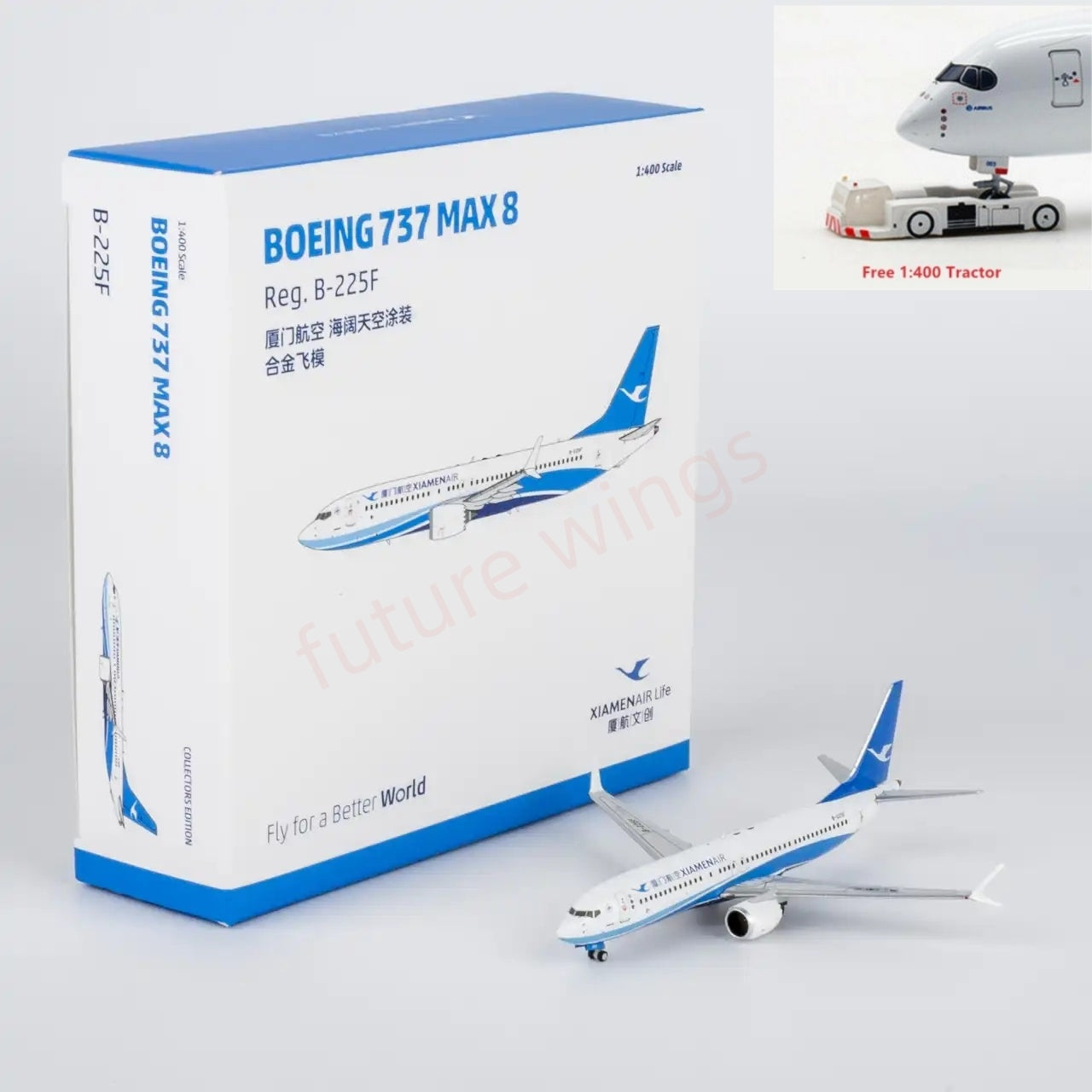 1:400 NG Models NG64152 XiamenAir B737 MAX8 B-225F Aircraft Model+Free Tractor