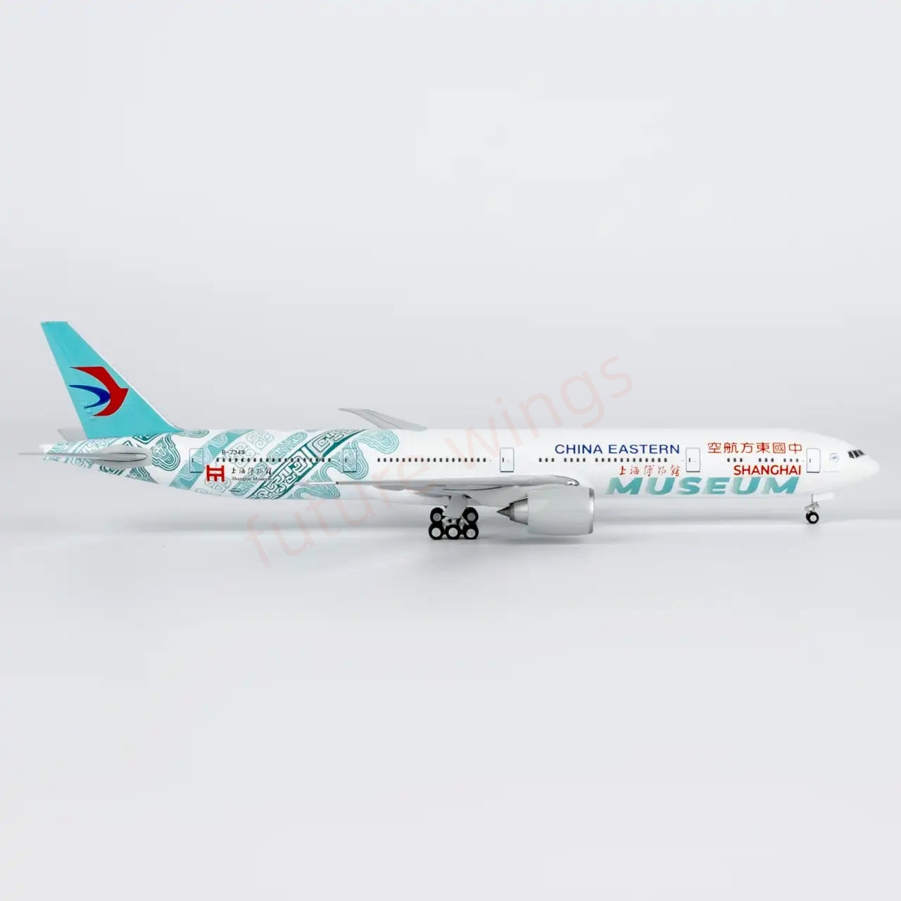 1:400 NG Lite CES100 China Eastern Airlines B777-300ER B-7349 Aircraft Model+Free Tractor