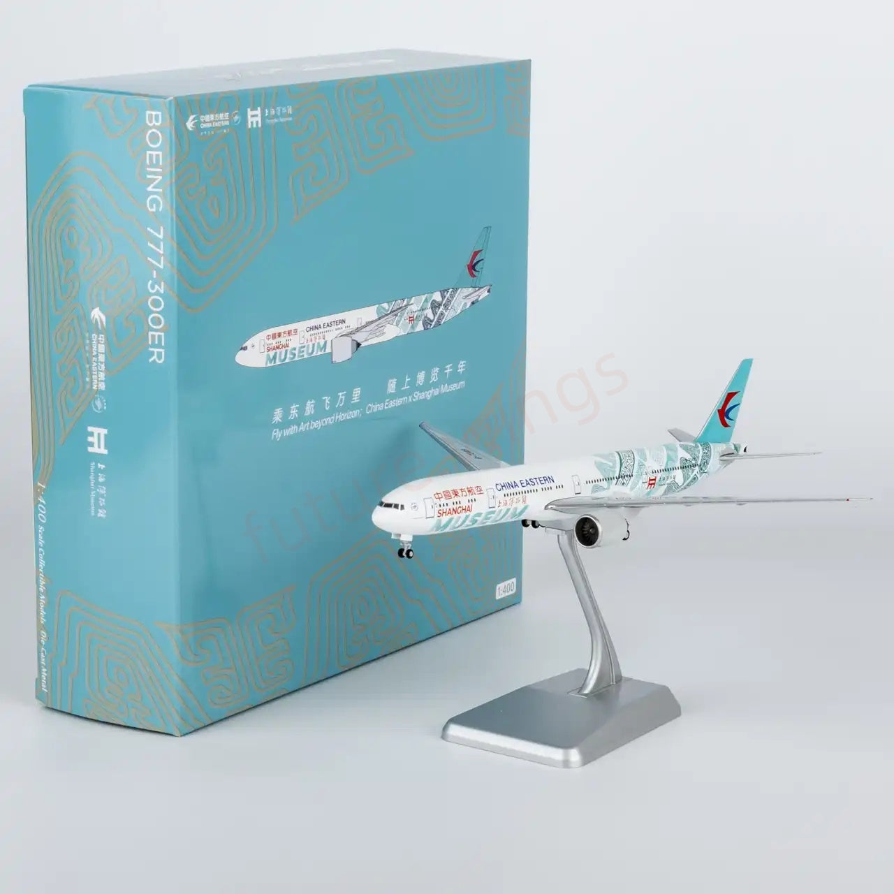 1:400 NG Lite CES100 China Eastern Airlines B777-300ER B-7349 Aircraft Model+Free Tractor