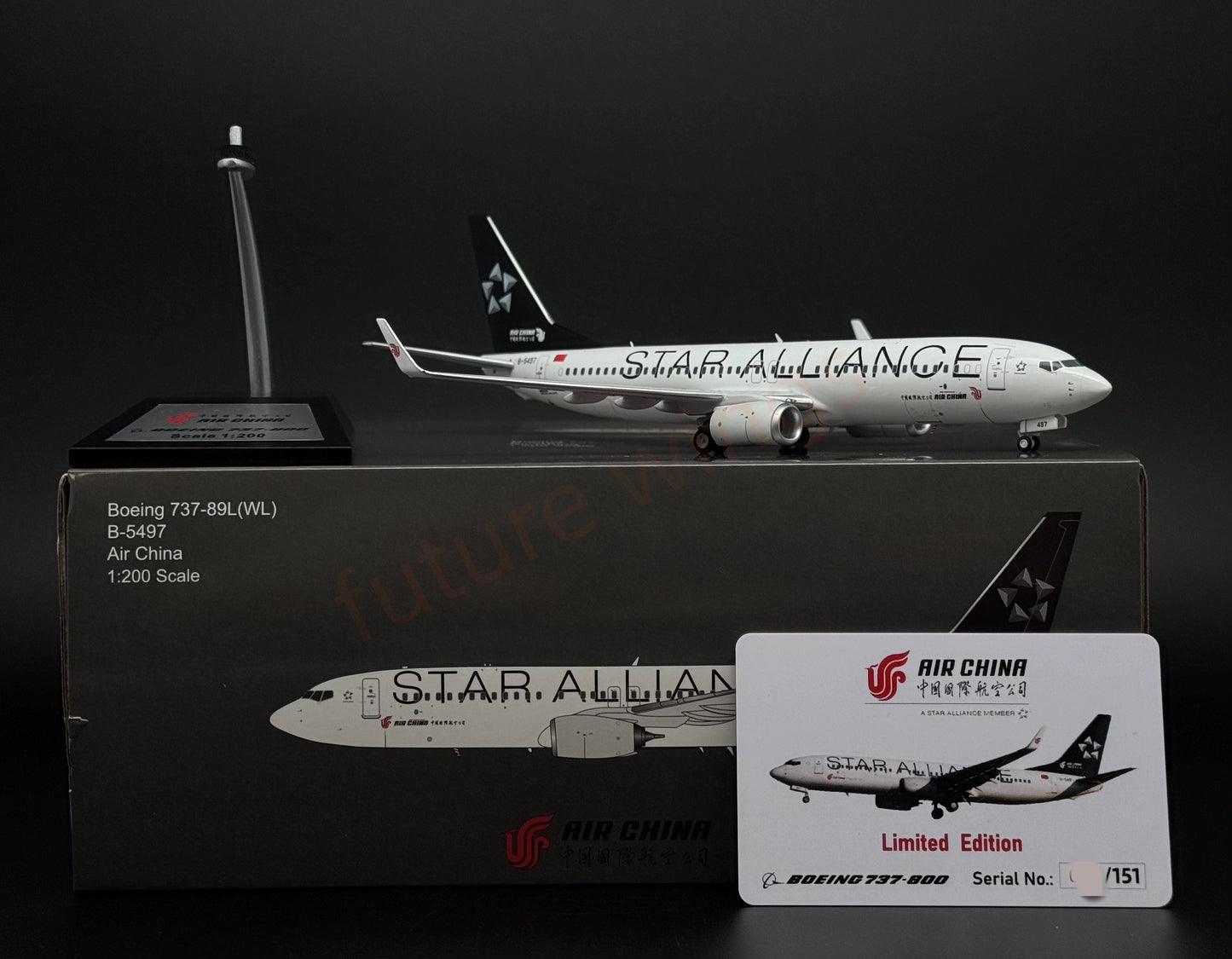 1:200 KJ Model(InFlight200*) Air China B737-800 B-5497 "STAR ALLIANCE"Diecast Aircraft Model