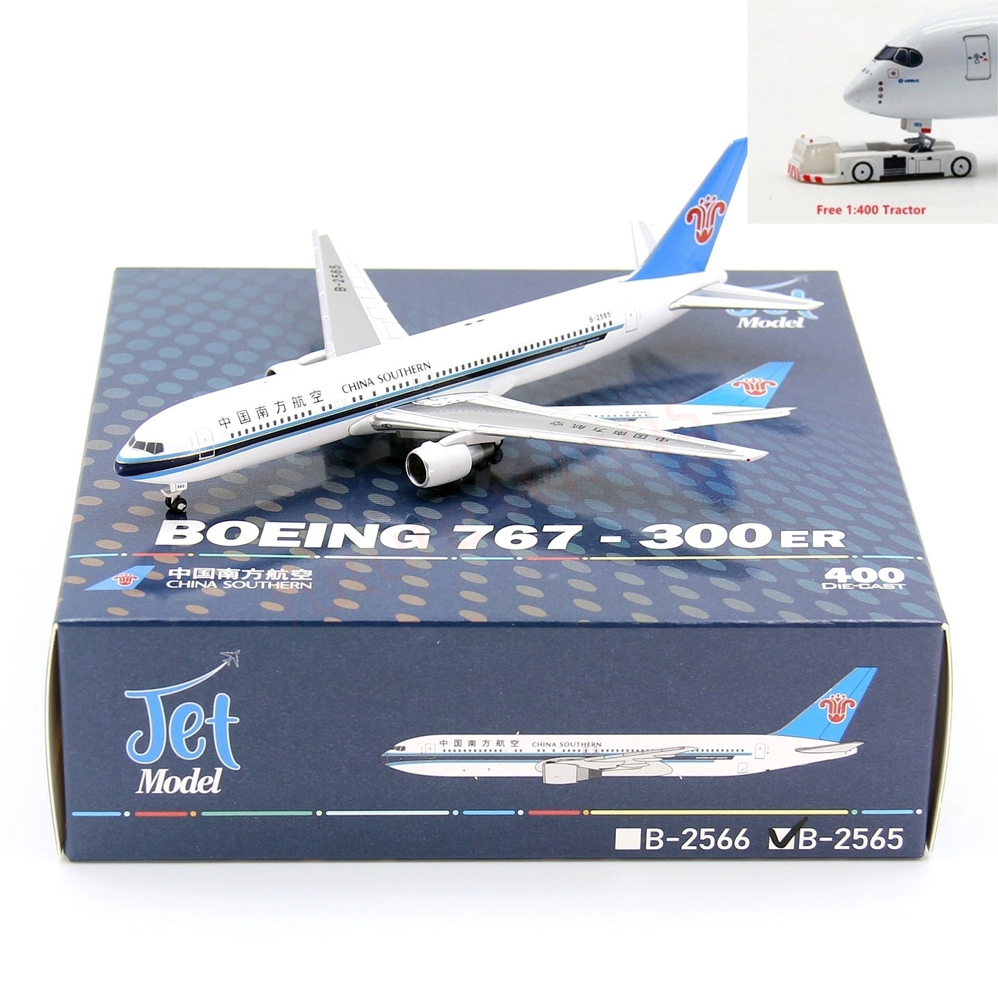 1:400 Jet Model China Southern Airlines B767-300ER B-2565 B-2566 Aircraft Model+Free Tractor