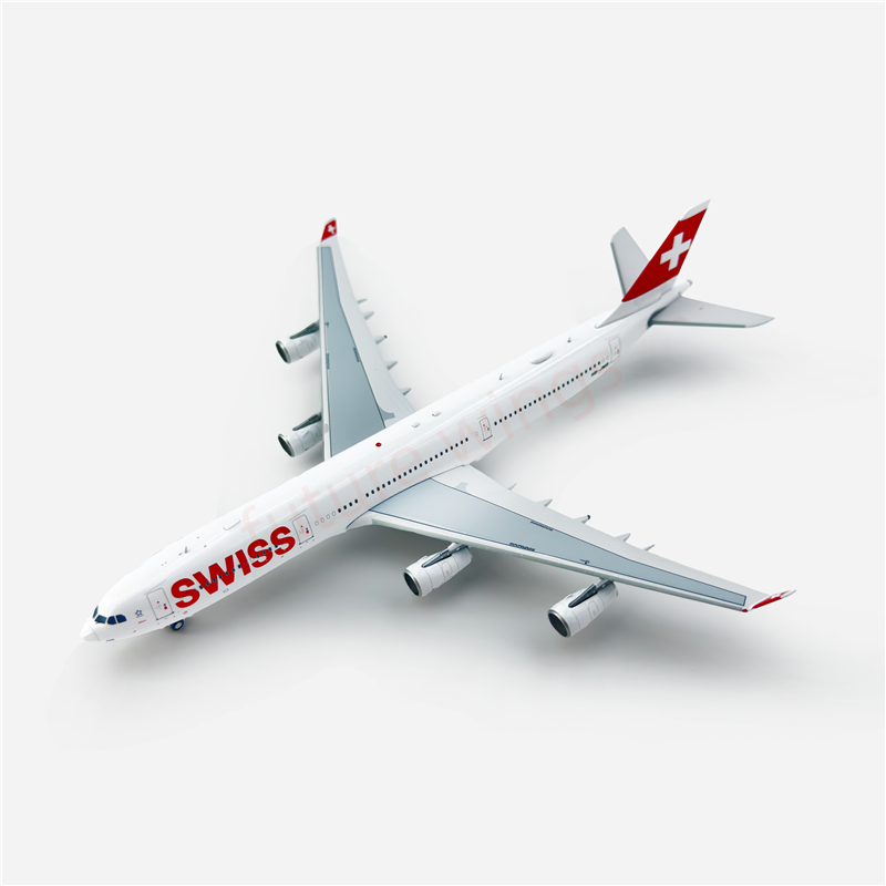 1:400 Aviation400 Swiss Air A340-300 HB-JMB Aircraft Model Free Tractor+Stand
