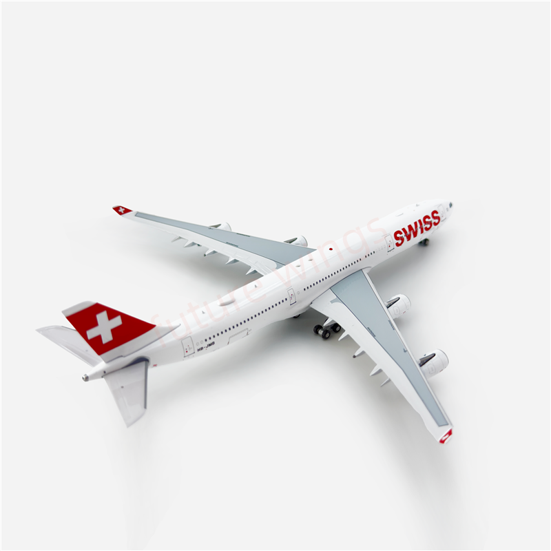 1:400 Aviation400 Swiss Air A340-300 HB-JMB Aircraft Model Free Tractor+Stand