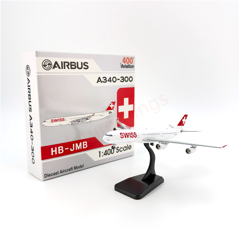 1:400 Aviation400 Swiss Air A340-300 HB-JMB Aircraft Model Free Tractor+Stand