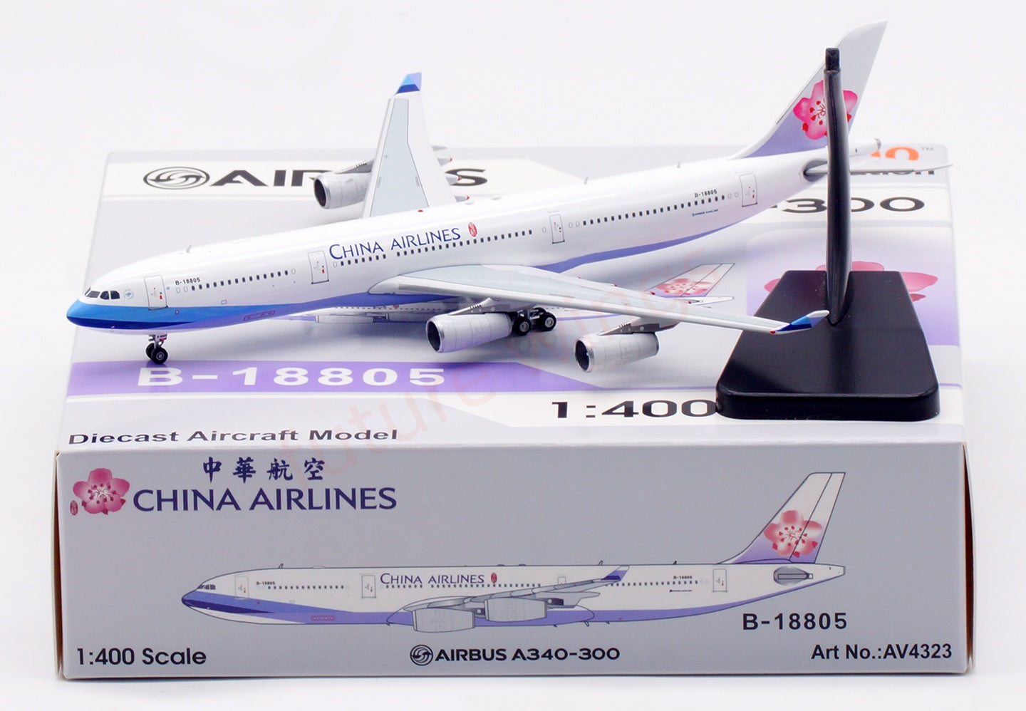 1:400 Aviation400 China Airlines A340-300 B-18805 Aircraft Model Free Tractor+Stand