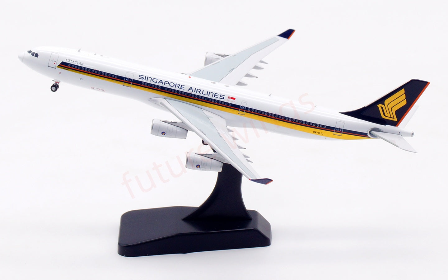 1:400 Aviation400 Singapore Airlines A340-300 9V-SJJ Aircraft Model Free Tractor+Stand