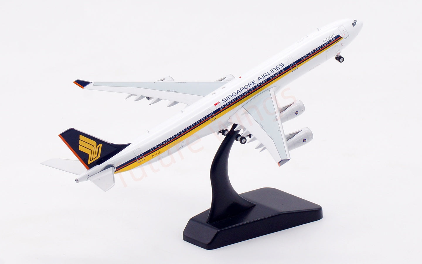 1:400 Aviation400 Singapore Airlines A340-300 9V-SJJ Aircraft Model Free Tractor+Stand
