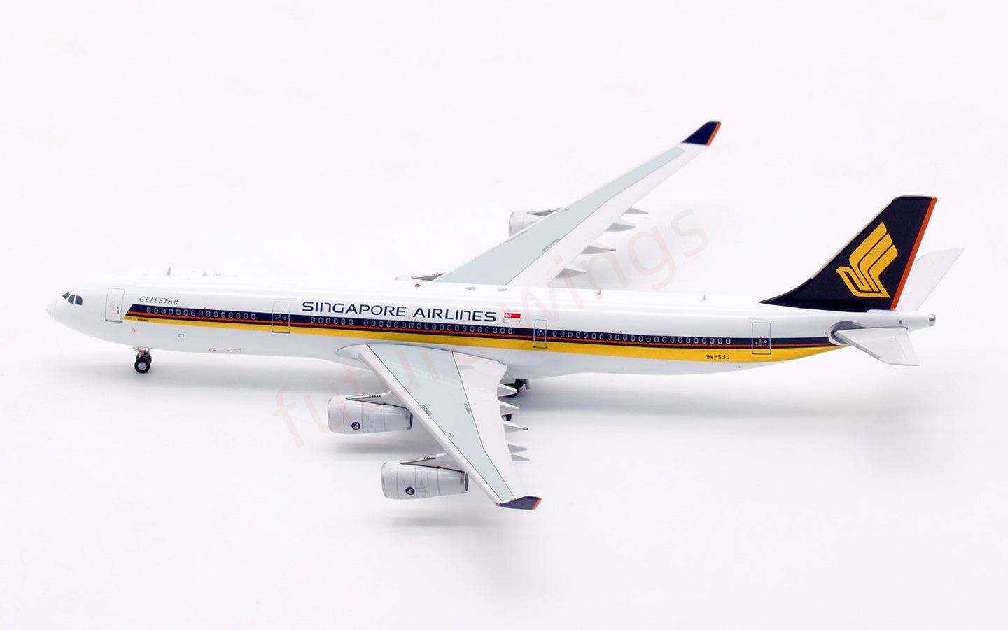 1:400 Aviation400 Singapore Airlines A340-300 9V-SJJ Aircraft Model Free Tractor+Stand