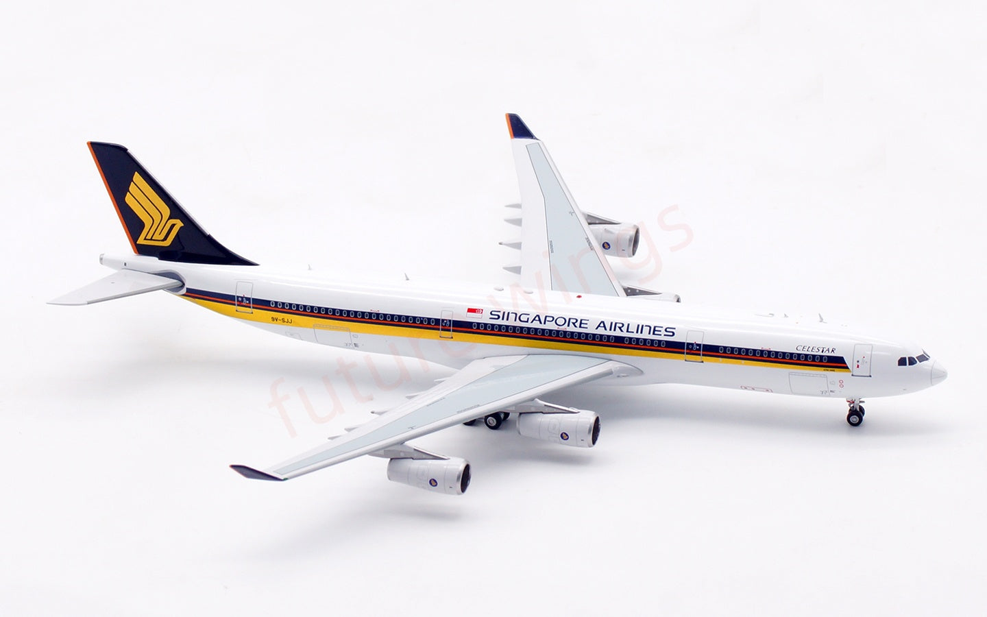 1:400 Aviation400 Singapore Airlines A340-300 9V-SJJ Aircraft Model Free Tractor+Stand