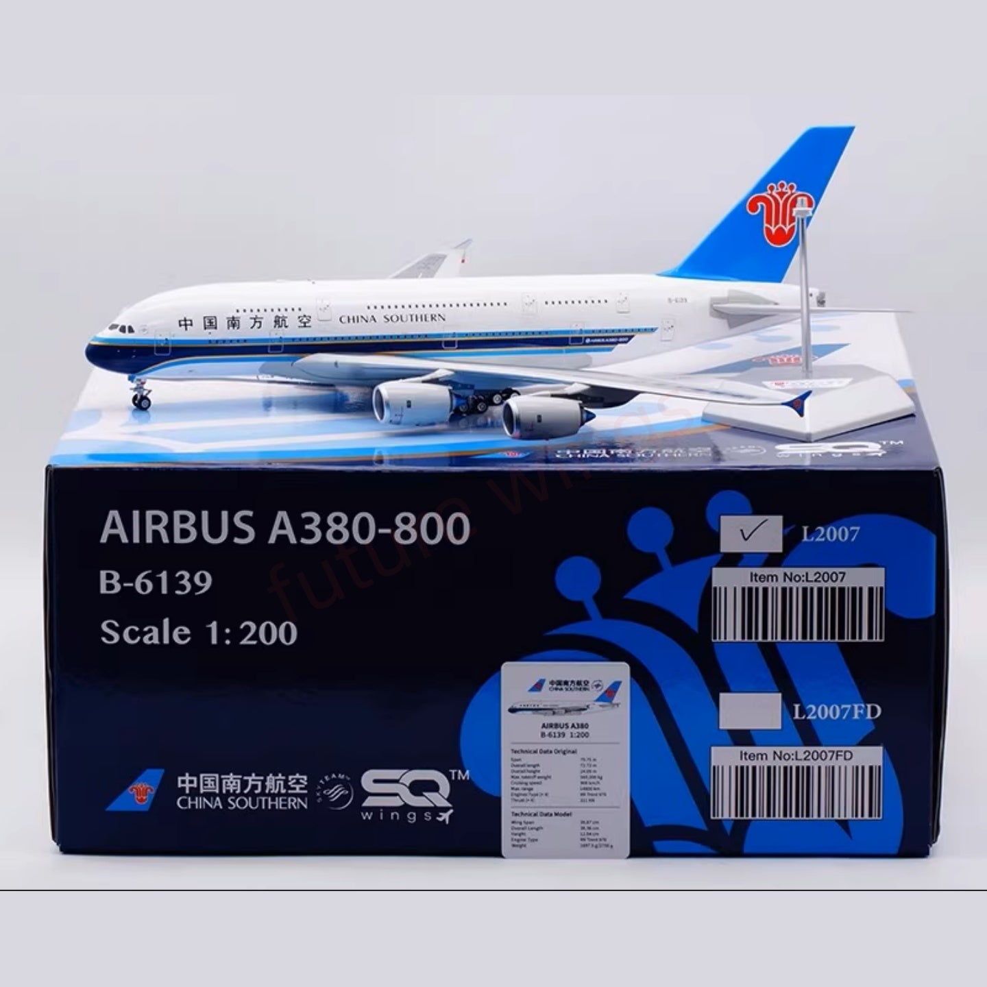 1:200 SQ Wings China Southern Airlines A380 B-6139 Diecast Aircraft Model