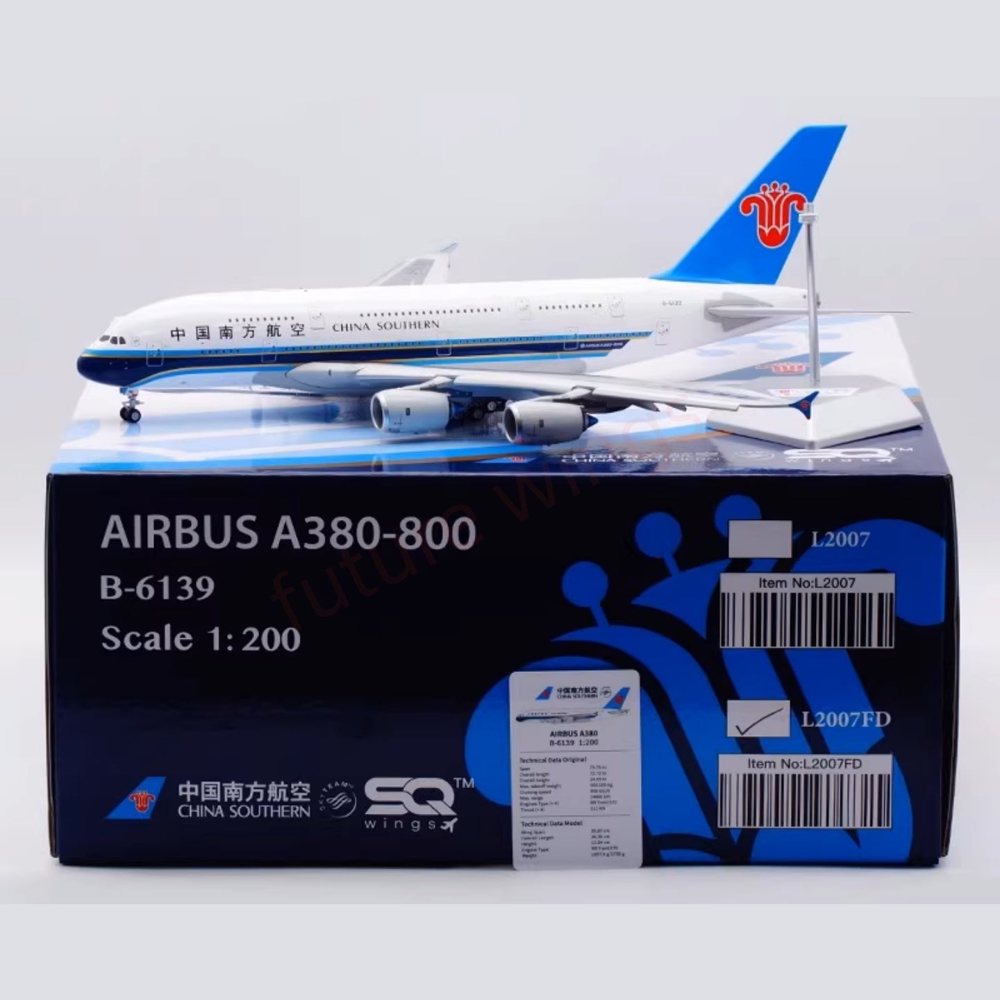 1:200 SQ Wings China Southern Airlines A380 B-6139 Diecast Aircraft Model