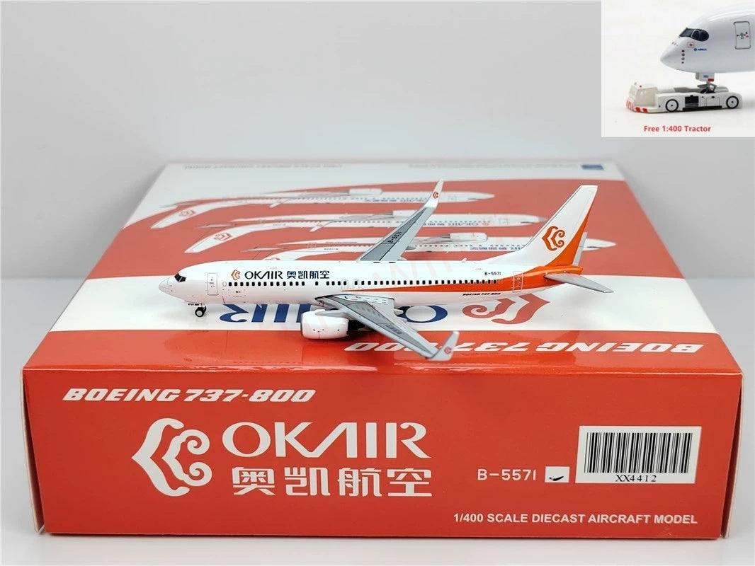 1:400 JC Wings XX4412 OK Air B737-800 B-5571 Aircraft Model+Free Tractor