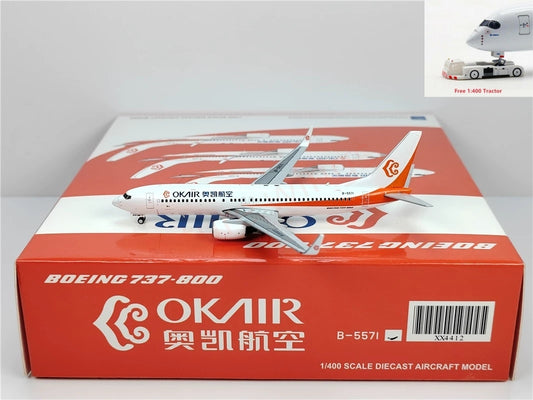 1:400 JC Wings XX4412 OK Air B737-800 B-5571 Aircraft Model+Free Tractor