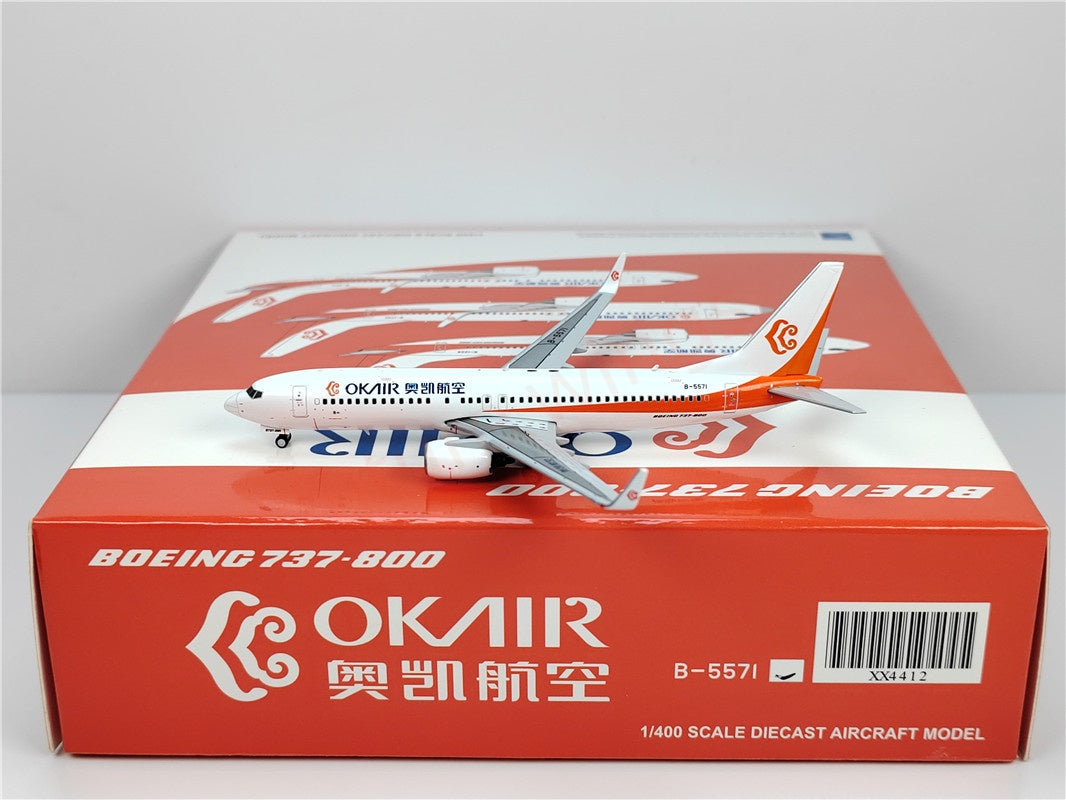 1:400 JC Wings XX4412 OK Air B737-800 B-5571 Aircraft Model+Free Tractor