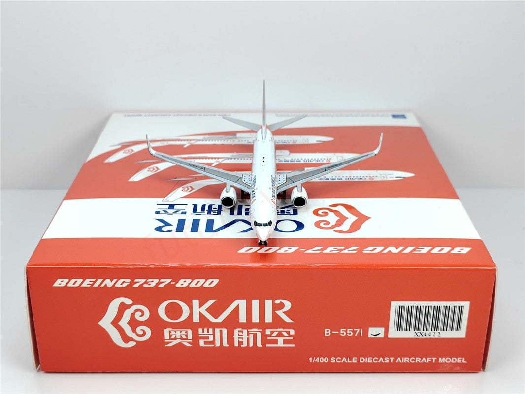 1:400 JC Wings XX4412 OK Air B737-800 B-5571 Aircraft Model+Free Tractor