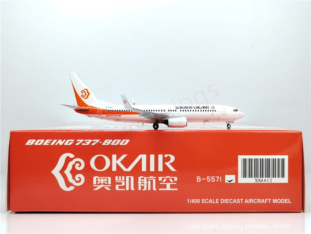 1:400 JC Wings XX4412 OK Air B737-800 B-5571 Aircraft Model+Free Tractor