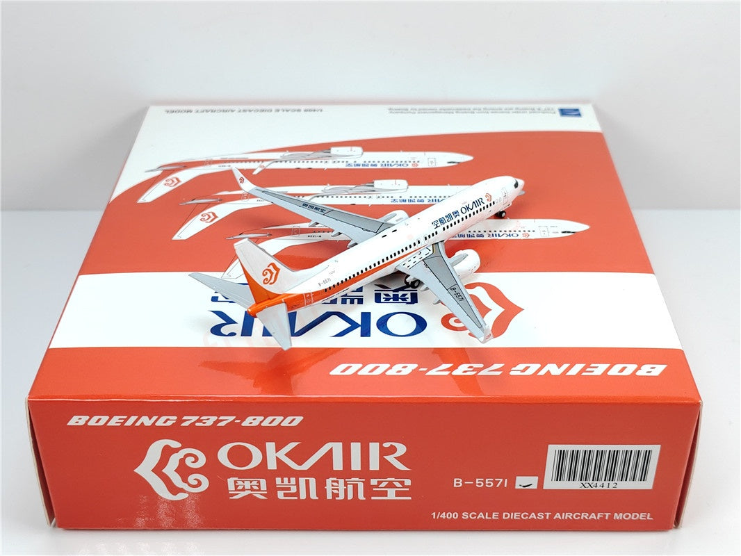 1:400 JC Wings XX4412 OK Air B737-800 B-5571 Aircraft Model+Free Tractor