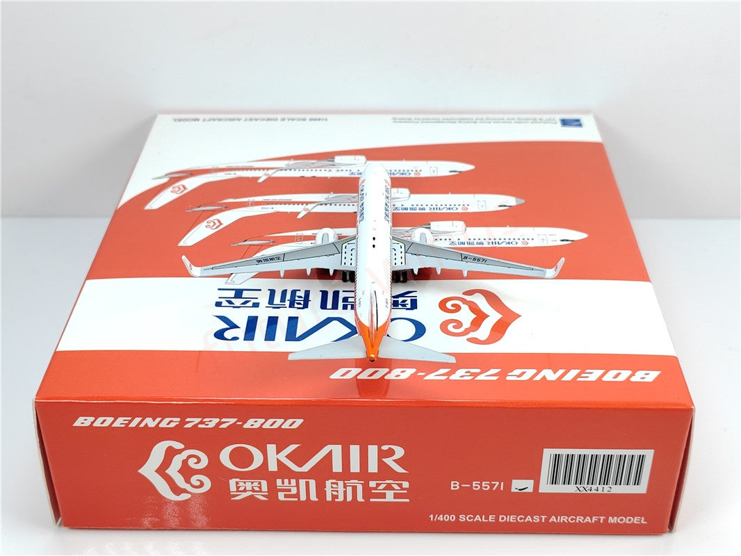 1:400 JC Wings XX4412 OK Air B737-800 B-5571 Aircraft Model+Free Tractor