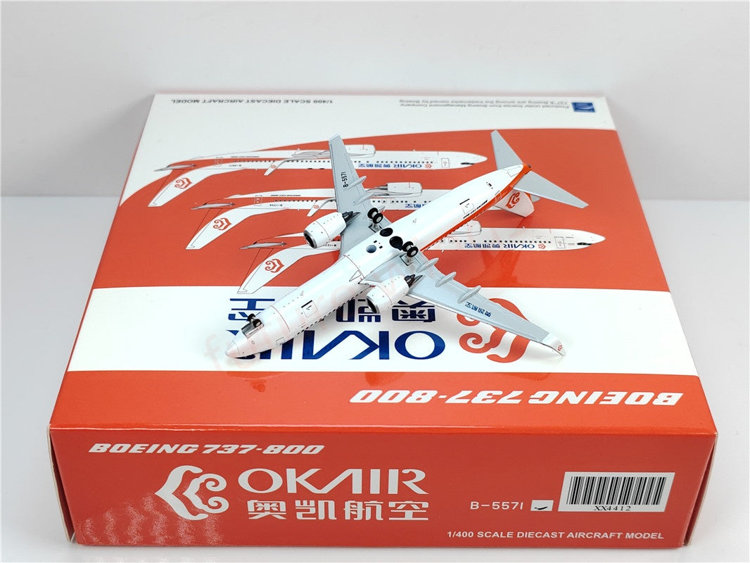 1:400 JC Wings XX4412 OK Air B737-800 B-5571 Aircraft Model+Free Tractor