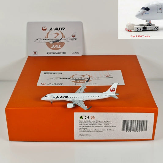 1:400 JC Wings EW4190003 Japan Airlines ERJ-190STD JA252J Aircraft Model+Free Tractor