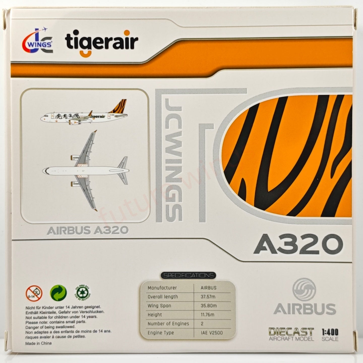 1:400 JC Wings XX40072 Tiger Air A320 B-50018 Aircraft Model+Free Tractor