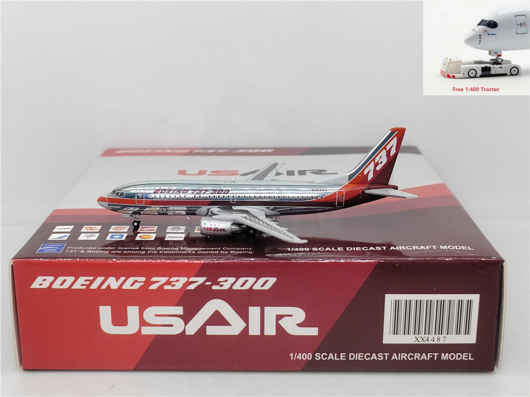 1:400 JC Wings XX4487 US Air Boeing House Color B737-300 N352AU Aircraft Model+Free Tractor