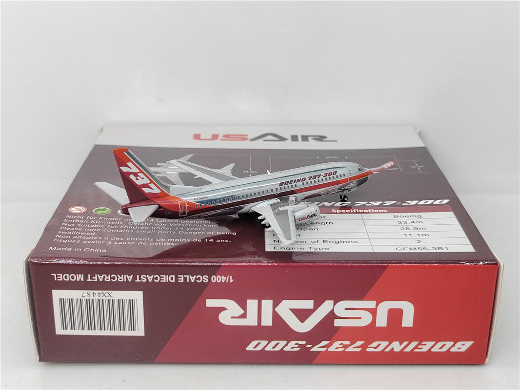 1:400 JC Wings XX4487 US Air Boeing House Color B737-300 N352AU Aircraft Model+Free Tractor