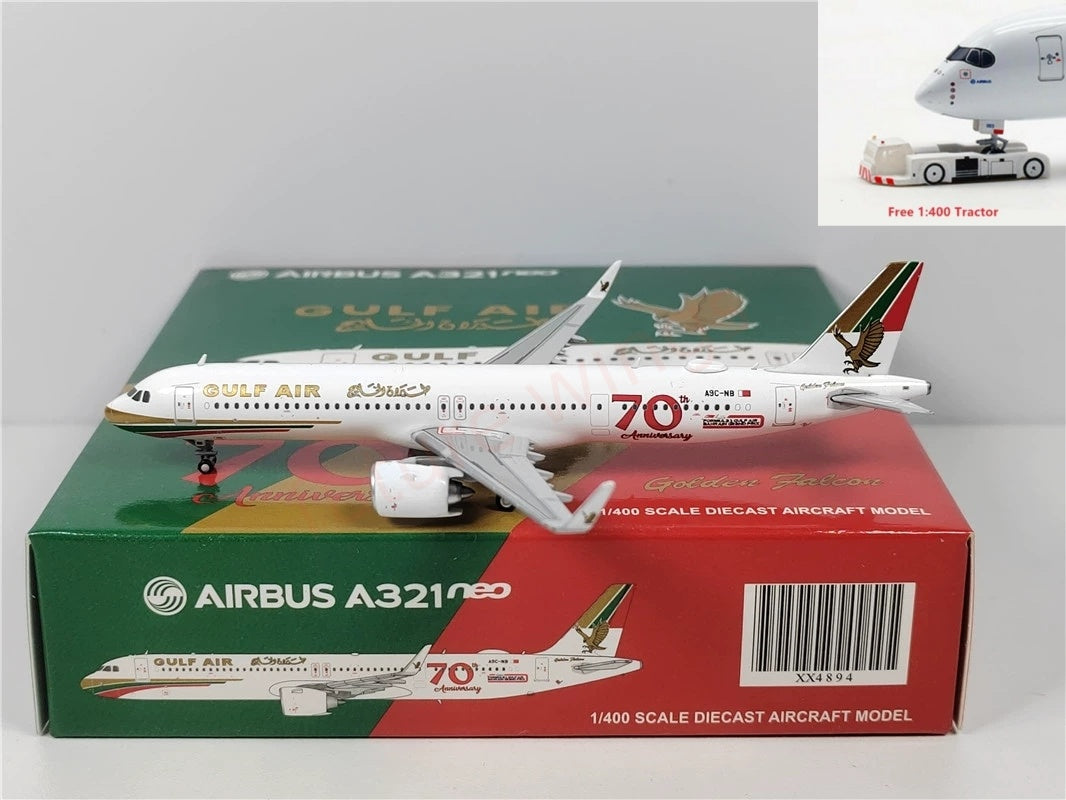 1:400 JC Wings XX4894 Gulf Air A321neo A9C-NB Aircraft Model+Free Tractor