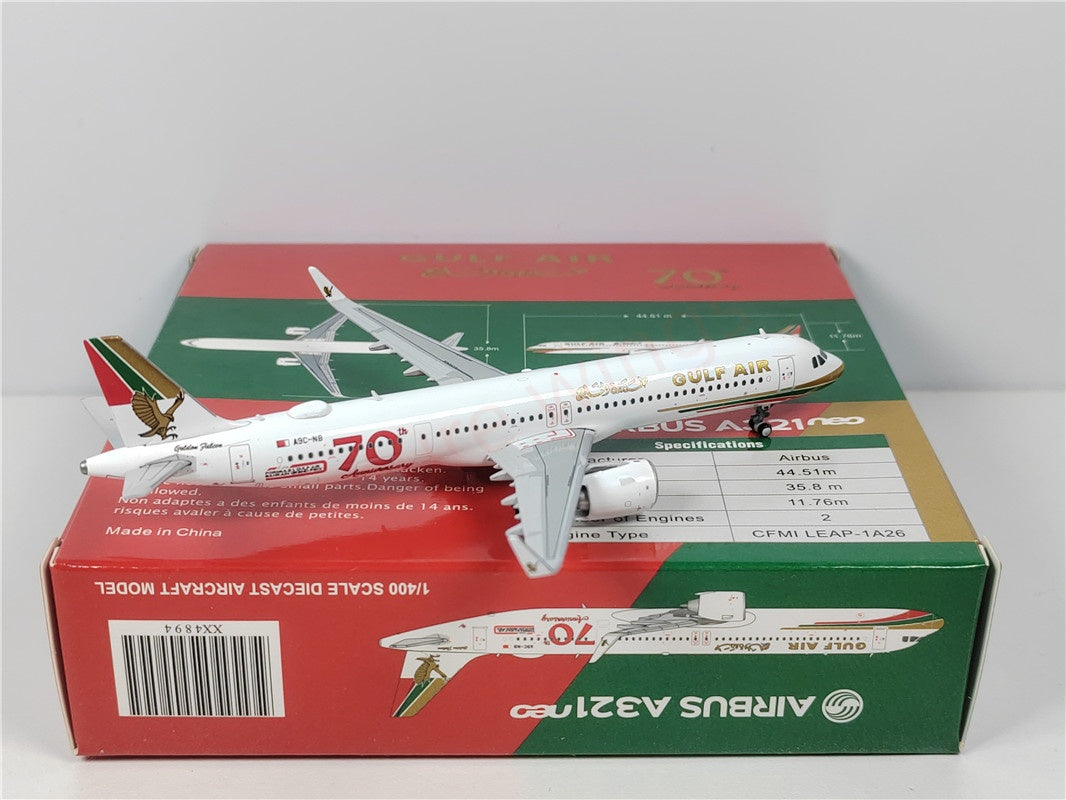 1:400 JC Wings XX4894 Gulf Air A321neo A9C-NB Aircraft Model+Free Tractor