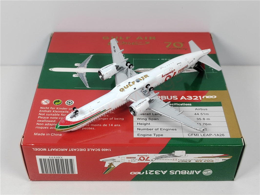 1:400 JC Wings XX4894 Gulf Air A321neo A9C-NB Aircraft Model+Free Tractor