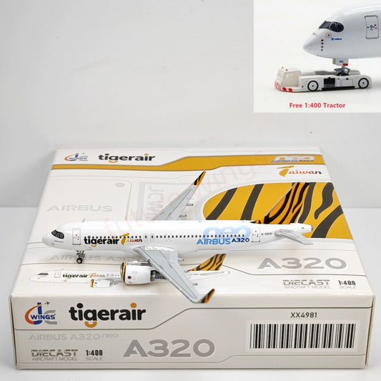 1:400 JC Wings XX4981 Tiger Air A320neo B-50021 Aircraft Model+Free Tractor