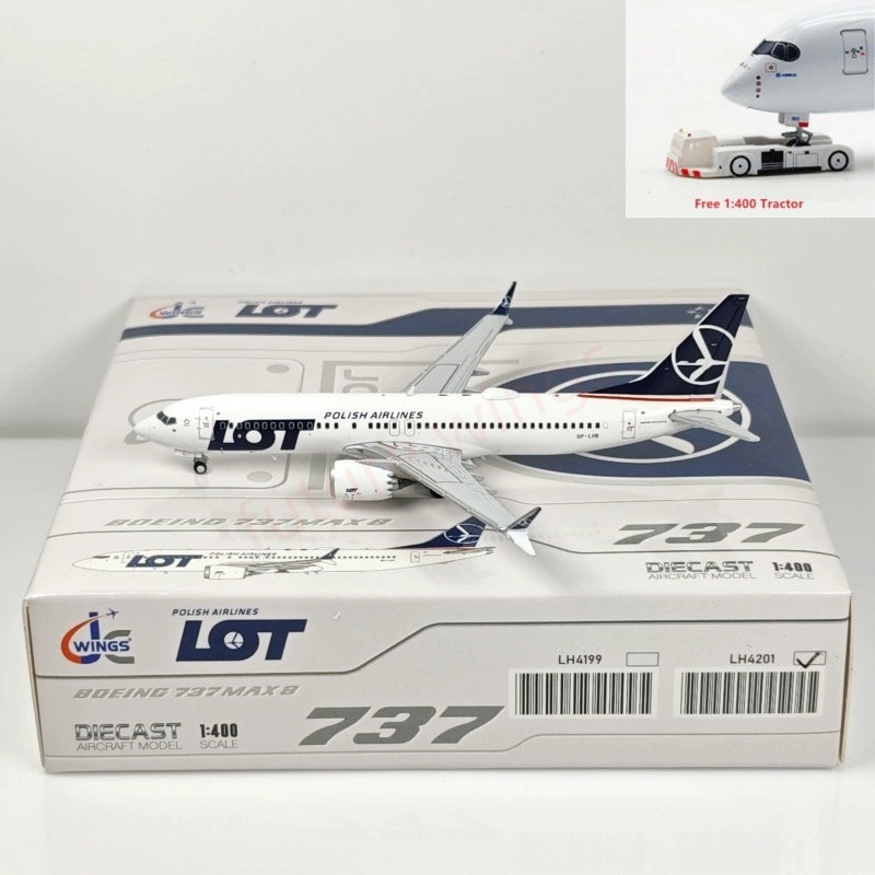 1:400 JC Wings LH4201 LOT B737 MAX8 SP-LVB Aircraft Model+Free Tractor
