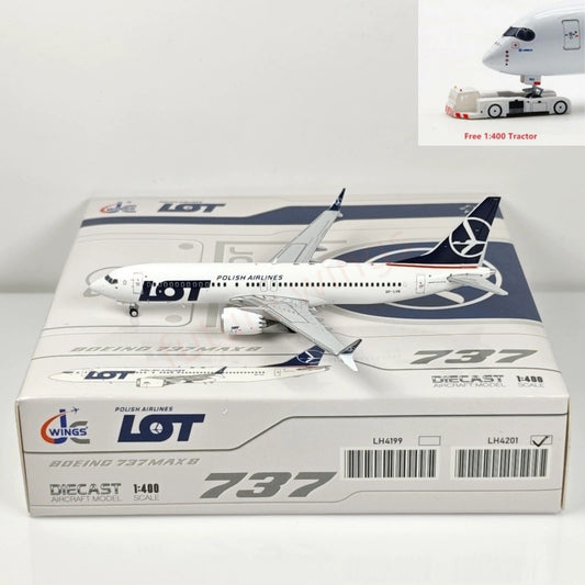 1:400 JC Wings LH4201 LOT B737 MAX8 SP-LVB Aircraft Model+Free Tractor