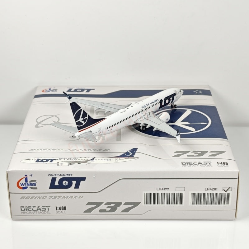 1:400 JC Wings LH4201 LOT B737 MAX8 SP-LVB Aircraft Model+Free Tractor