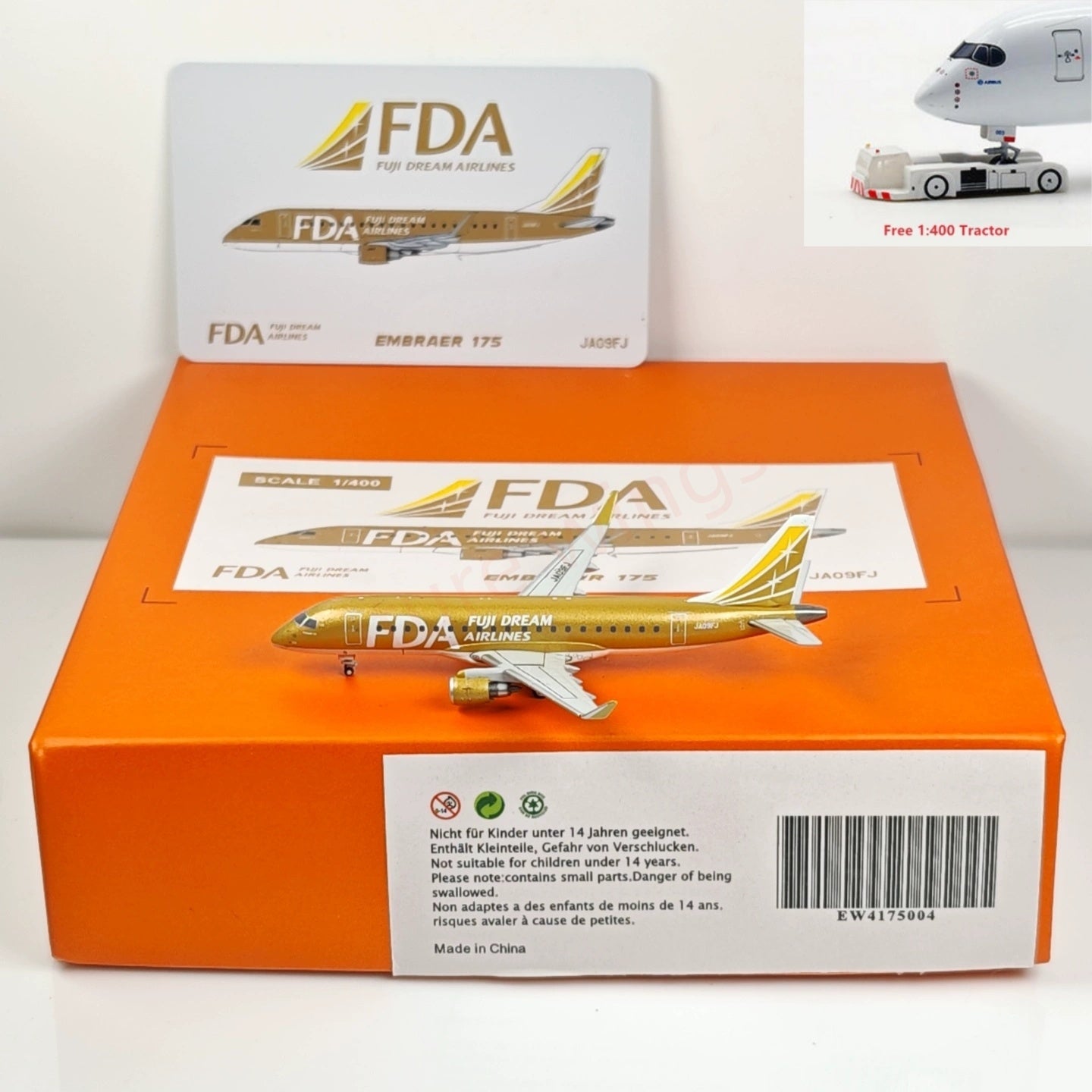 1:400 JC Wings EW4175004 Fuji FDA ERJ-175STD JA09FJ Aircraft Model+Free Tractor