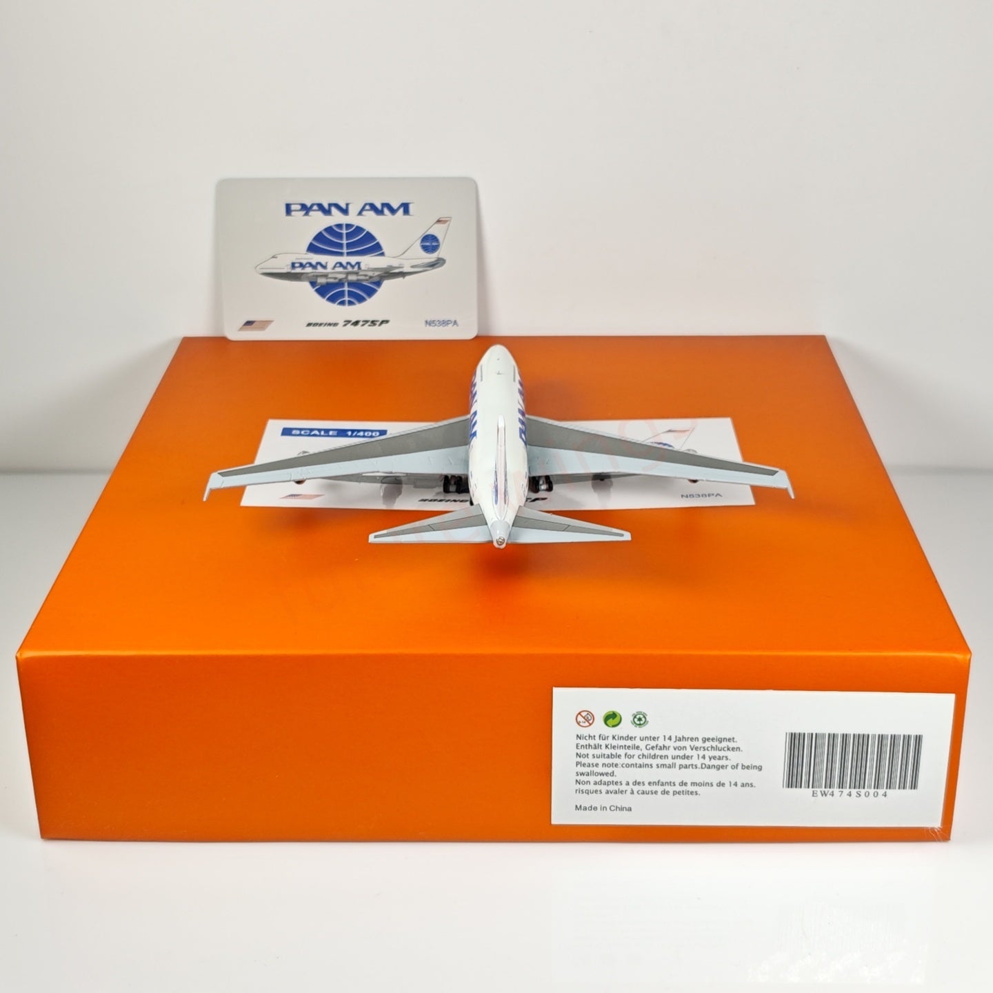 1:400 JC Wings EW474S004 PAN AM B747SP N538PA Aircraft Model+Free Tractor