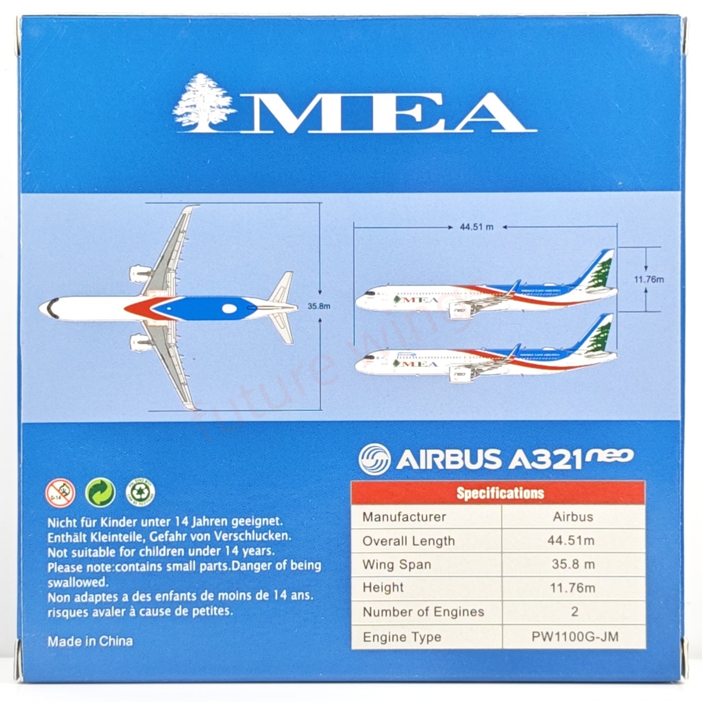 1:400 JC Wings XX4477 MEA A321neo T7-ME3 Aircraft Model+Free Tractor