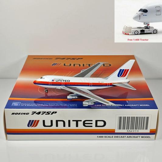 1:400 JC Wings XX4959 United Airlines B747SP N140UA Aircraft Model+Free Tractor