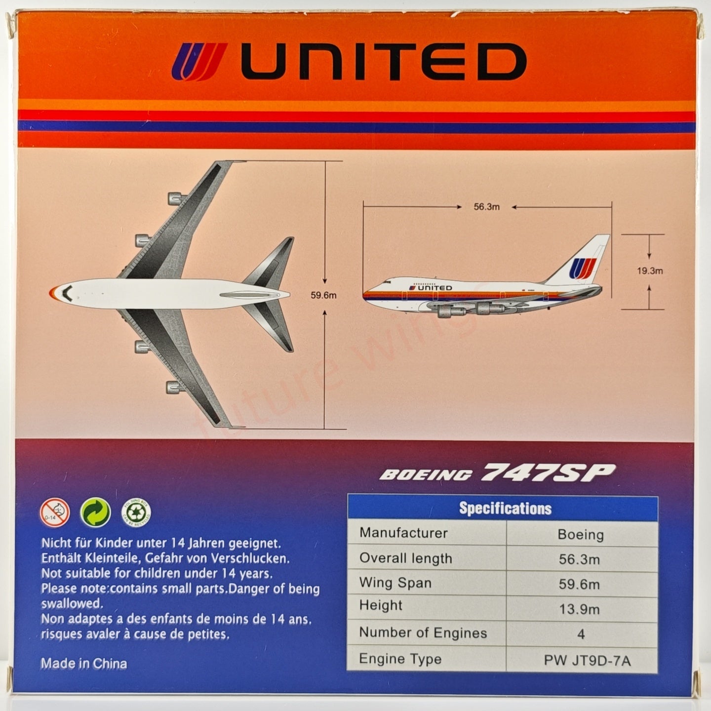 1:400 JC Wings XX4959 United Airlines B747SP N140UA Aircraft Model+Free Tractor