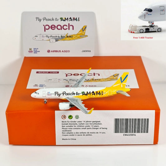 1:400 JC Wings EW4320014 Peach Air A320 JA08VA Aircraft Model+Free Tractor