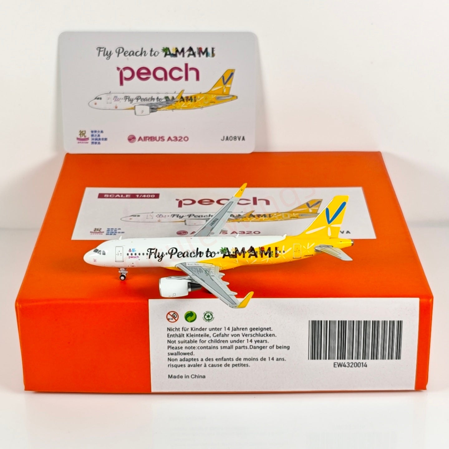 1:400 JC Wings EW4320014 Peach Air A320 JA08VA Aircraft Model+Free Tractor