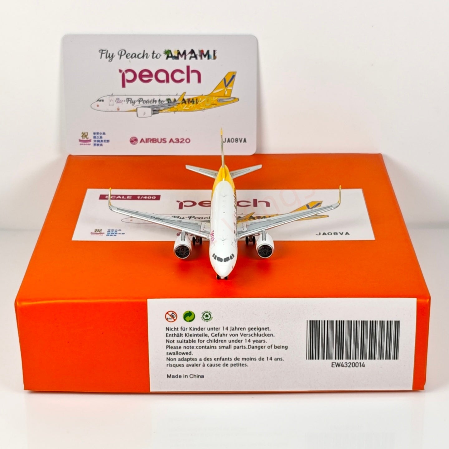 1:400 JC Wings EW4320014 Peach Air A320 JA08VA Aircraft Model+Free Tractor