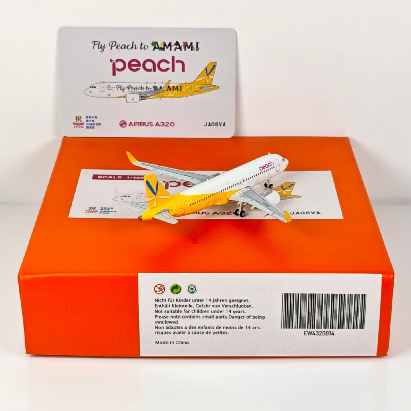 1:400 JC Wings EW4320014 Peach Air A320 JA08VA Aircraft Model+Free Tractor