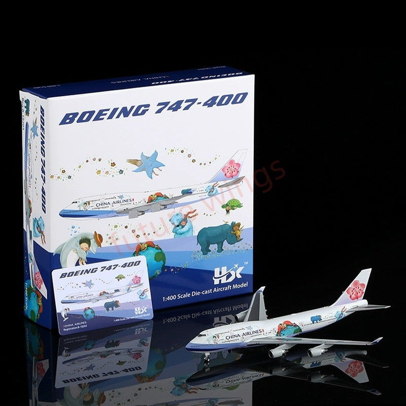 1:400 HX Models China Airlines B747-400 B-18203 Aircraft Model Free Tractor +Stand